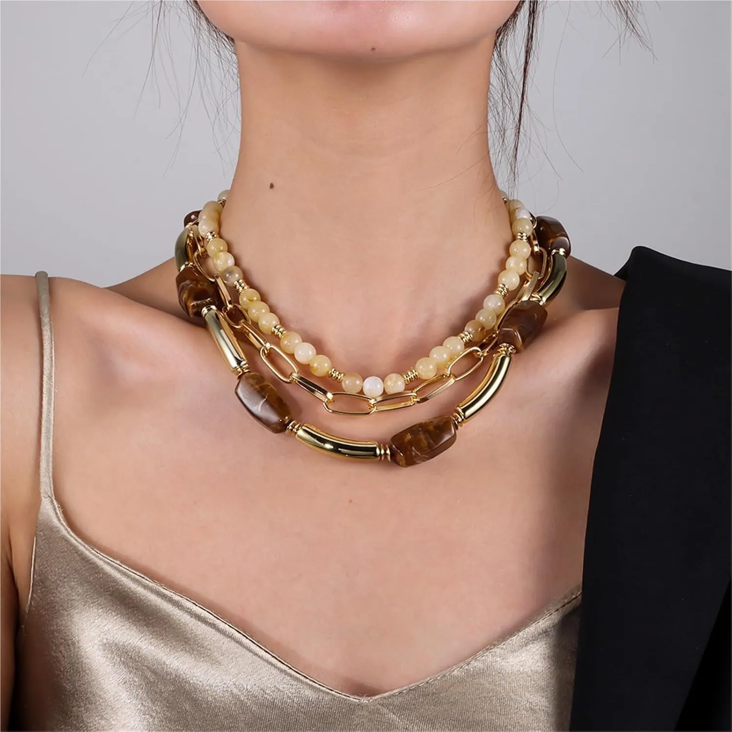Layered Beaded Necklaces For Women Layered Necklace For Women Adjustable Multilaye Necklaces For Summer