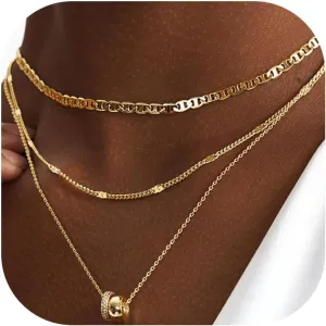 Layered Gold Necklace for Women Stack Non Tarnish Dainty 14K Gold Plated Stacked Layered Necklaces Circle Pendant Chain Necklace Stackable Trendy Necklaces Gifts Trendy Stuff