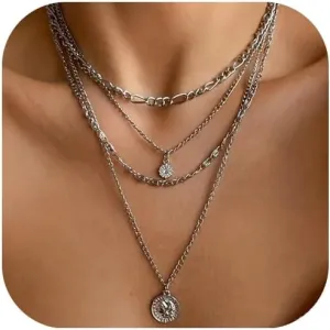Layered Gold Necklaces for Women Dainty 14K Gold Plated Snake Chain Layered Necklaces Stacked Necklaces Herringbone Necklace Gold Jewelry Gift for Women