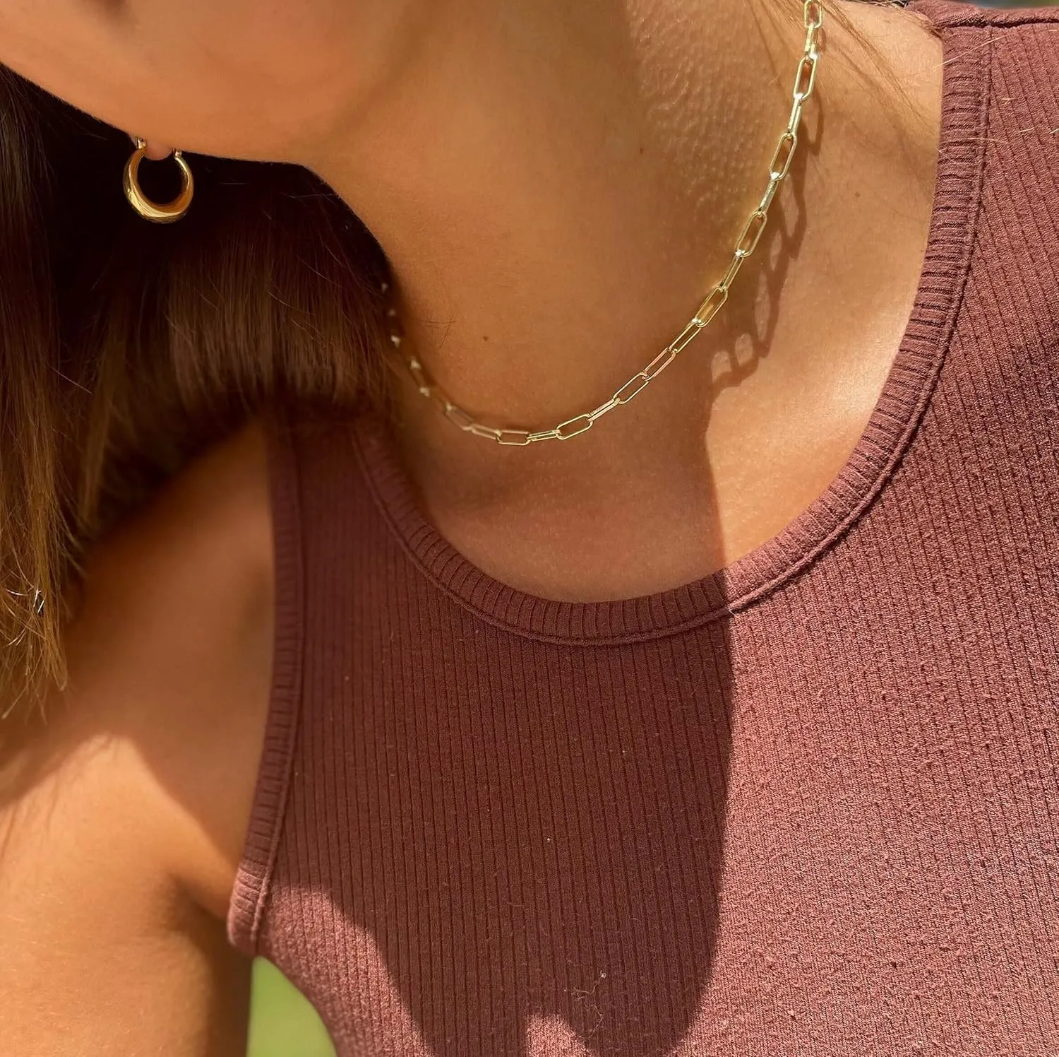Layered Initial Necklaces for Women, 14K Gold Plated Dainty Paperclip Chain Necklace Simple Lock Letter Pendant Personalized Initial Choker Necklace Gold Layered Necklaces for Women Mother's Day Jewelry Gifts