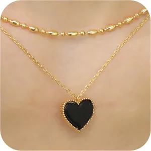 Layered Necklaces for Women 14K Gold Plated Dainty Gold Necklace Lucky Clover Heart Butterfly Pendant Jewelry Gift