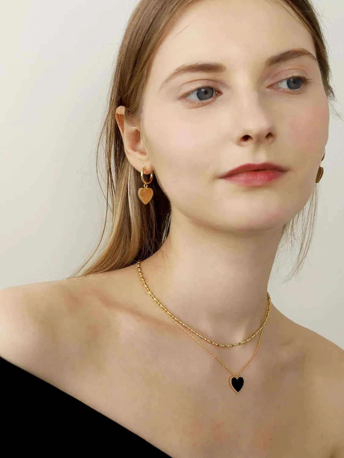 Layered Necklaces for Women 14K Gold Plated Dainty Gold Necklace Lucky Clover Heart Butterfly Pendant Jewelry Gift