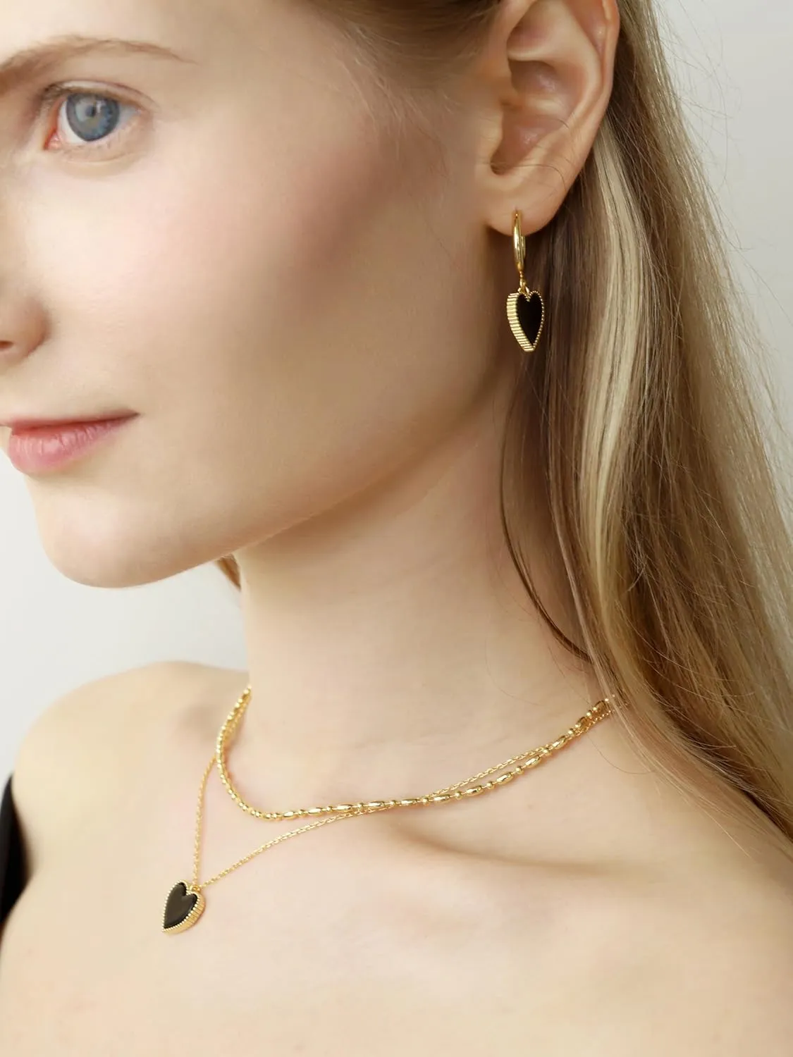 Layered Necklaces for Women 14K Gold Plated Dainty Gold Necklace Lucky Clover Heart Butterfly Pendant Jewelry Gift
