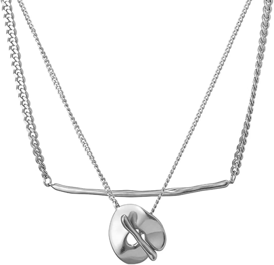 Layered Necklaces for Women Gold Silver Pendant Necklace Copper Sweater Chain Necklace Trendy Adjustable Necklace