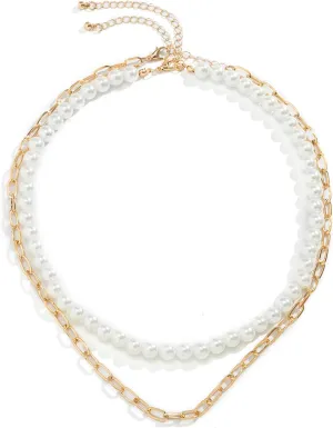 Layered Pearl Choker Necklaces for Men Silver Chain Choker Necklace for Women Gold Paperclip Chain Necklace Gifts