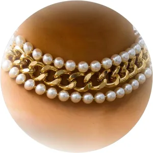Layered Pearl Choker Necklaces for Women Trendy Chain Choker Necklace for Ladies Cuban Link Chain Necklace Gifts
