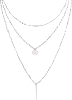 Layered Pendant Necklaces Dainty Y-Necklaces Stylish Minimalist Design Clavicle Chain for Women Lady (Sliver, One Size)