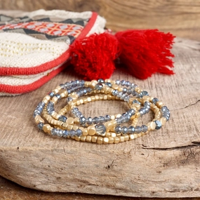 Layered Crystal Glass and Gold Beaded Fall Bracelets Sets Highly Praised Novel Concept