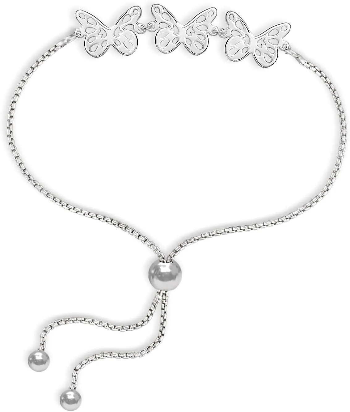 LeCalla 925 Sterling Silver Bracelets for Women | Italian Handmade Adjustable Bolo Link Chain Bracelets | Women's Sliding Bolo Bracelets