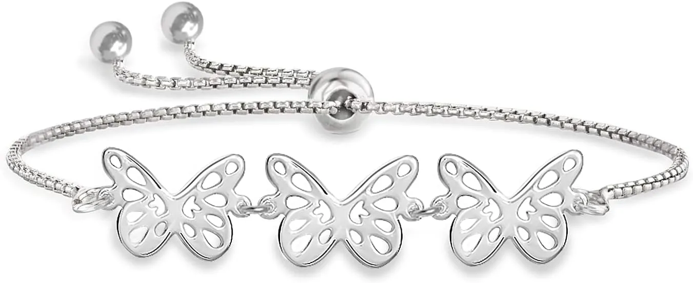 LeCalla 925 Sterling Silver Bracelets for Women | Italian Handmade Adjustable Bolo Link Chain Bracelets | Women's Sliding Bolo Bracelets