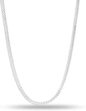 LeCalla 925 Sterling Silver Italian Jewelry Trendy Gift 1.3 MM, 2 MM Fox-Tail Rope Chain Necklace for Women and Men with Spring Ring Clasp (16, 18, 20, 24 Inches)