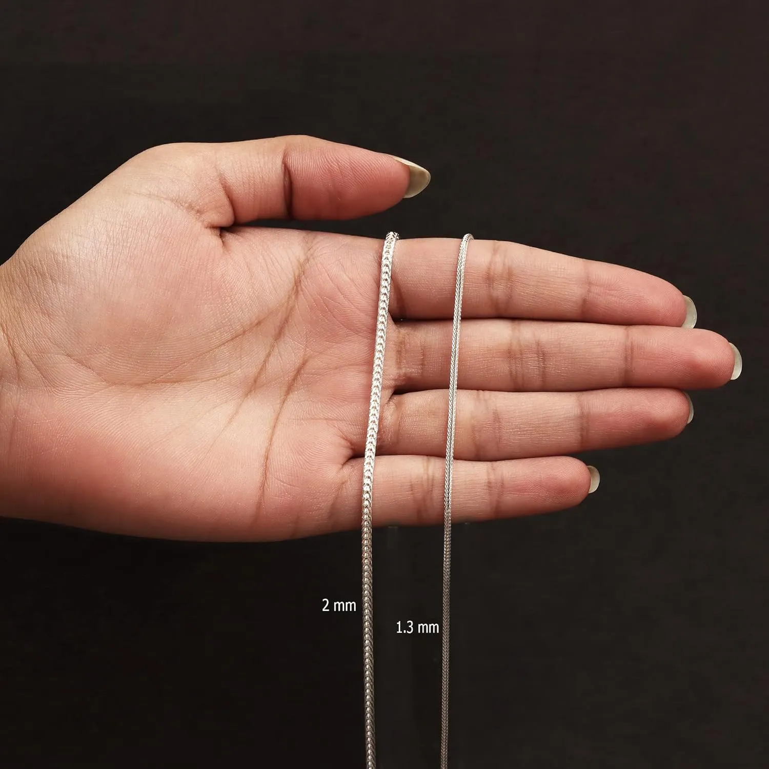 LeCalla 925 Sterling Silver Italian Jewelry Trendy Gift 1.3 MM, 2 MM Fox-Tail Rope Chain Necklace for Women and Men with Spring Ring Clasp (16, 18, 20, 24 Inches)