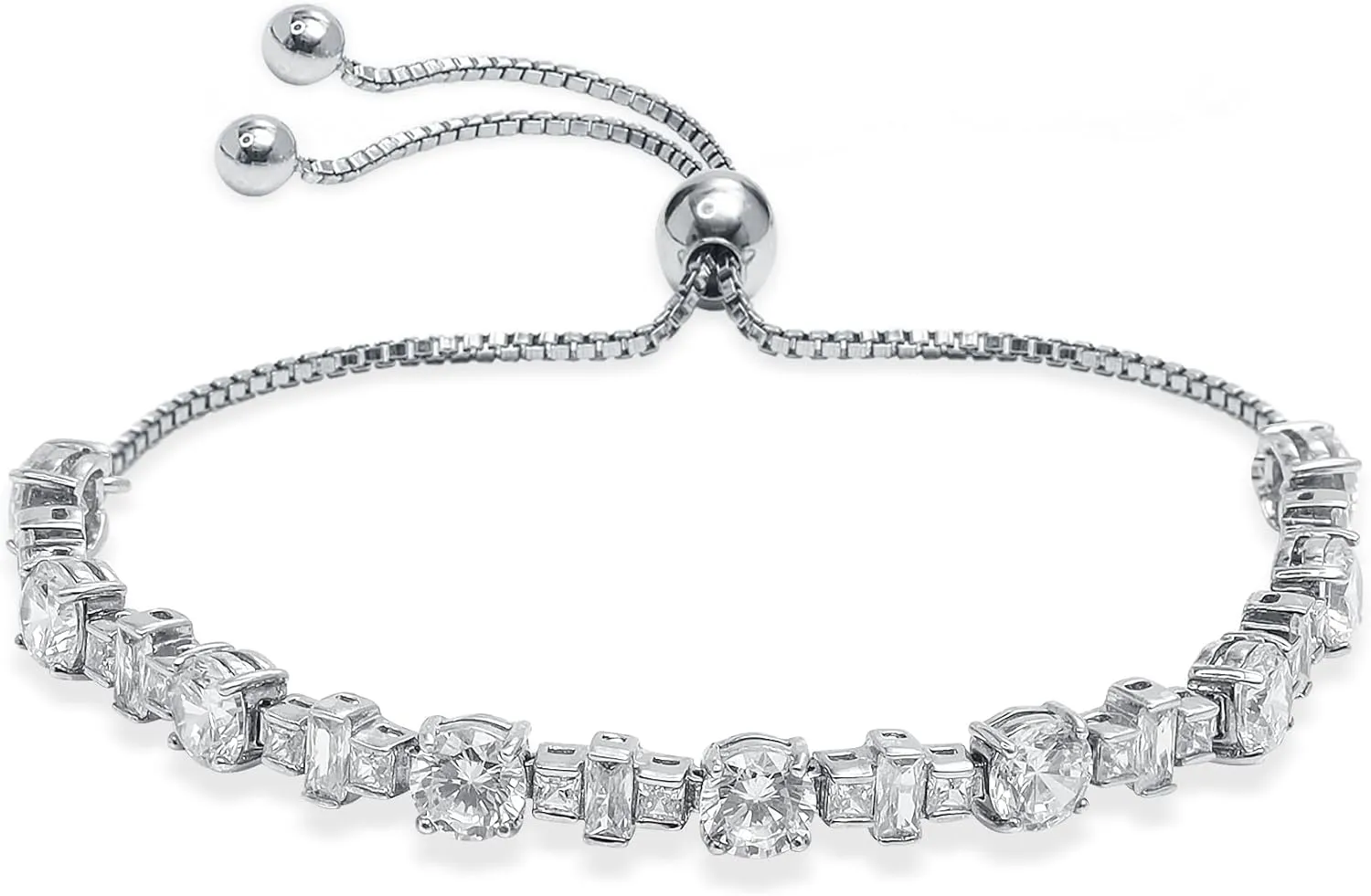 LeCalla 925 Sterling Silver Sliding Bolo Bracelet | Adjustable Beaded Tennis Bracelets for Women | Adjustable Slider Bolo Bracelets Gifts for Her