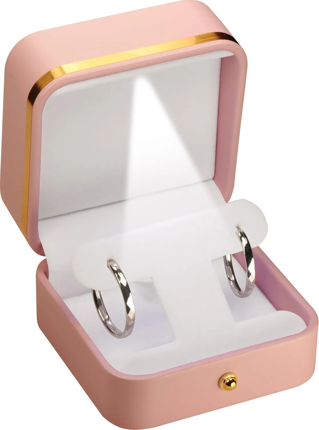 LED T Style Earring Gift Box for Dangling and Hoop Earrings Luxury PU Leather Material Multiple Use Necklace Earring Storage Holder Box with Light for Women for Men (1, Pink)
