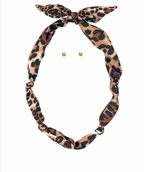 Braided Jewelry New Trend Leopard Print Brown Scarf Necklace