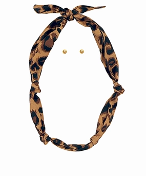 Leopard Print Caramel Scarf Necklace Wedding Accent Stunning Style