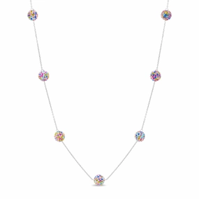 Lesa Michele Brass Crystal Ball Station Necklace High-End Jewelry Summer Essential