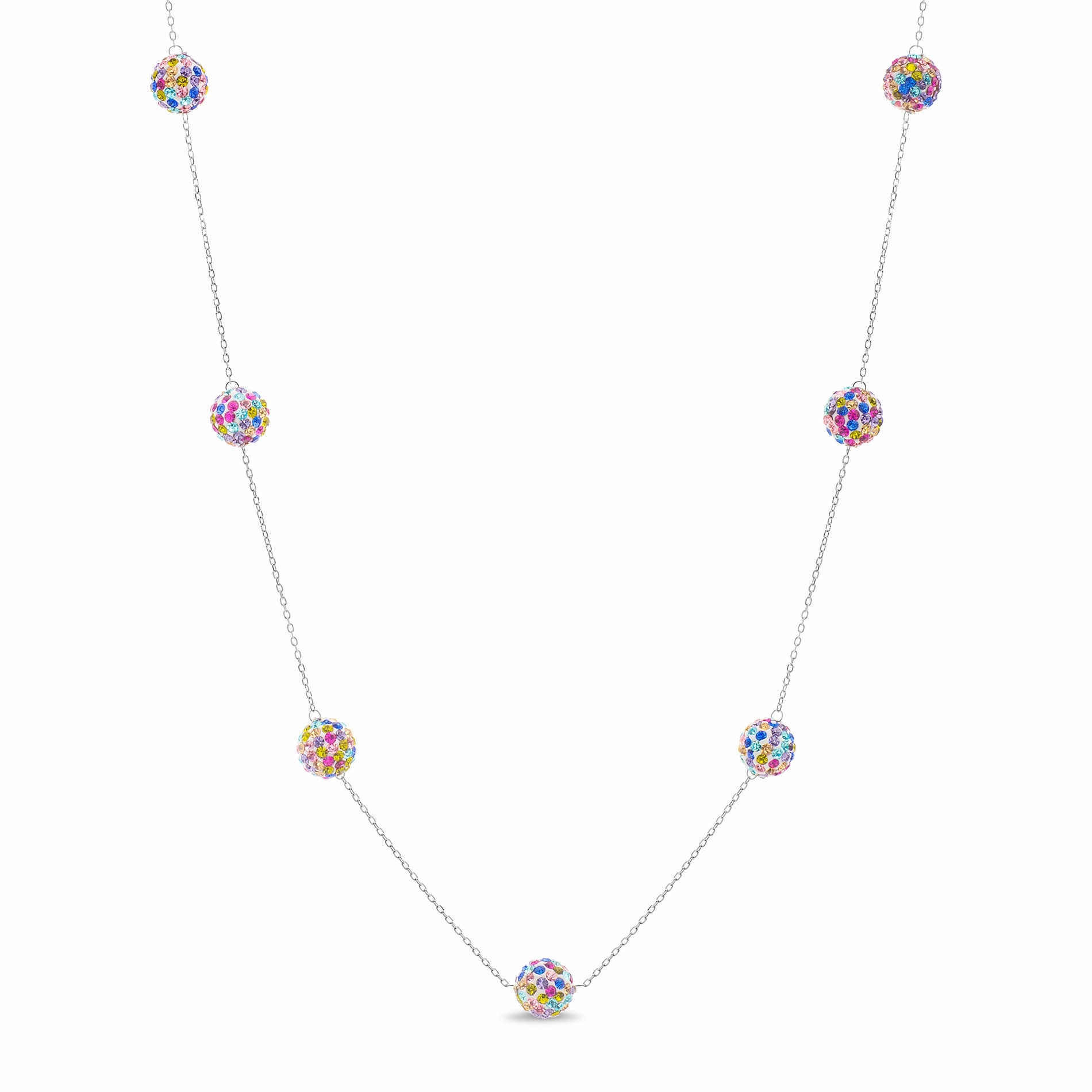 Lesa Michele Brass Crystal Ball Station Necklace High-End Jewelry Summer Essential