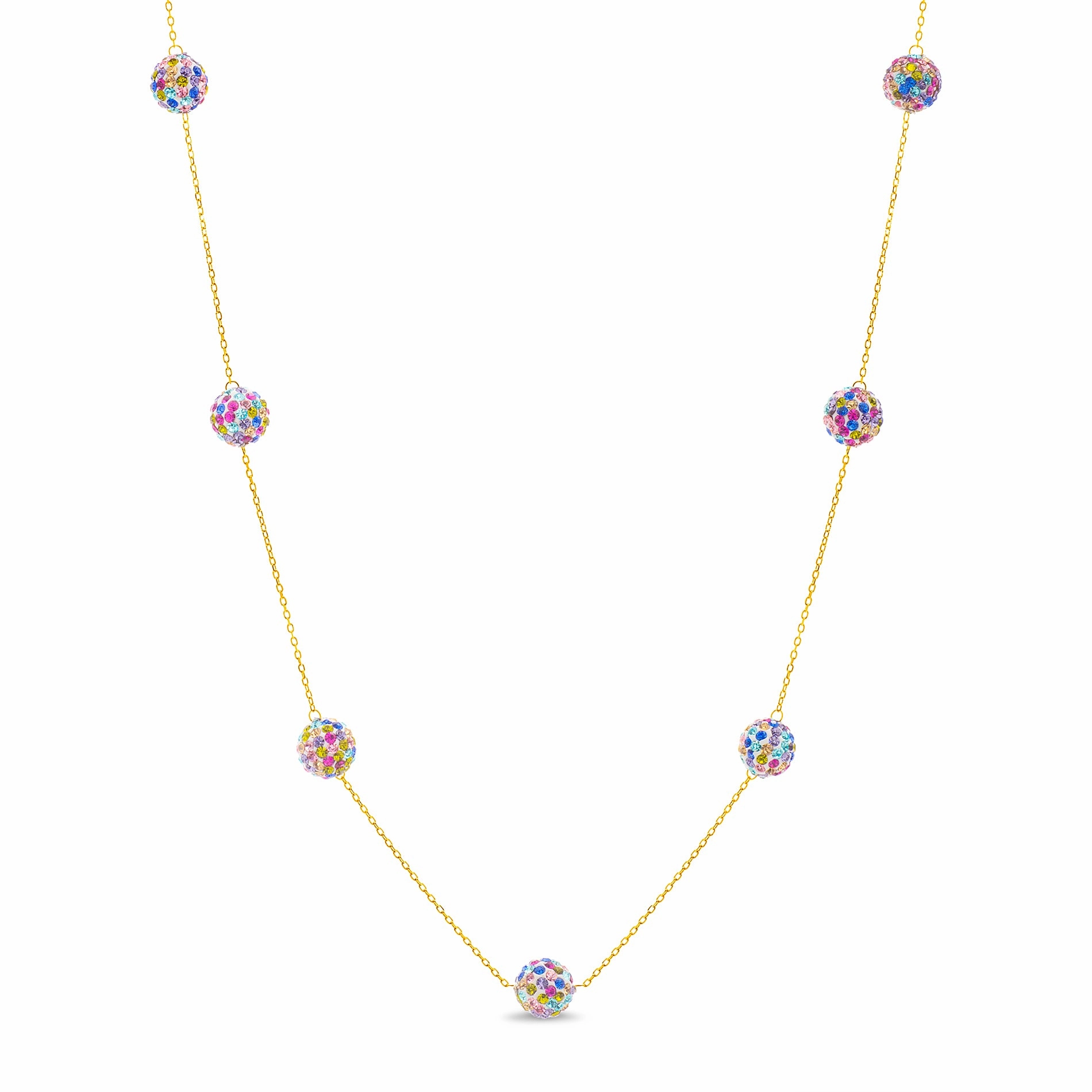 Responsible Accessory Lesa Michele Brass Crystal Ball Station Necklace