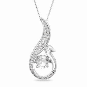 Evening Mood Chic Night Lesa Michele Cubic Zirconia Dancing Swirl Necklace in Rhodium Plated Sterling Silver