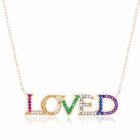 For Empowerment Holiday Present Lesa Michele Cubic Zirconia Loved Necklace in Plated Sterling Silver