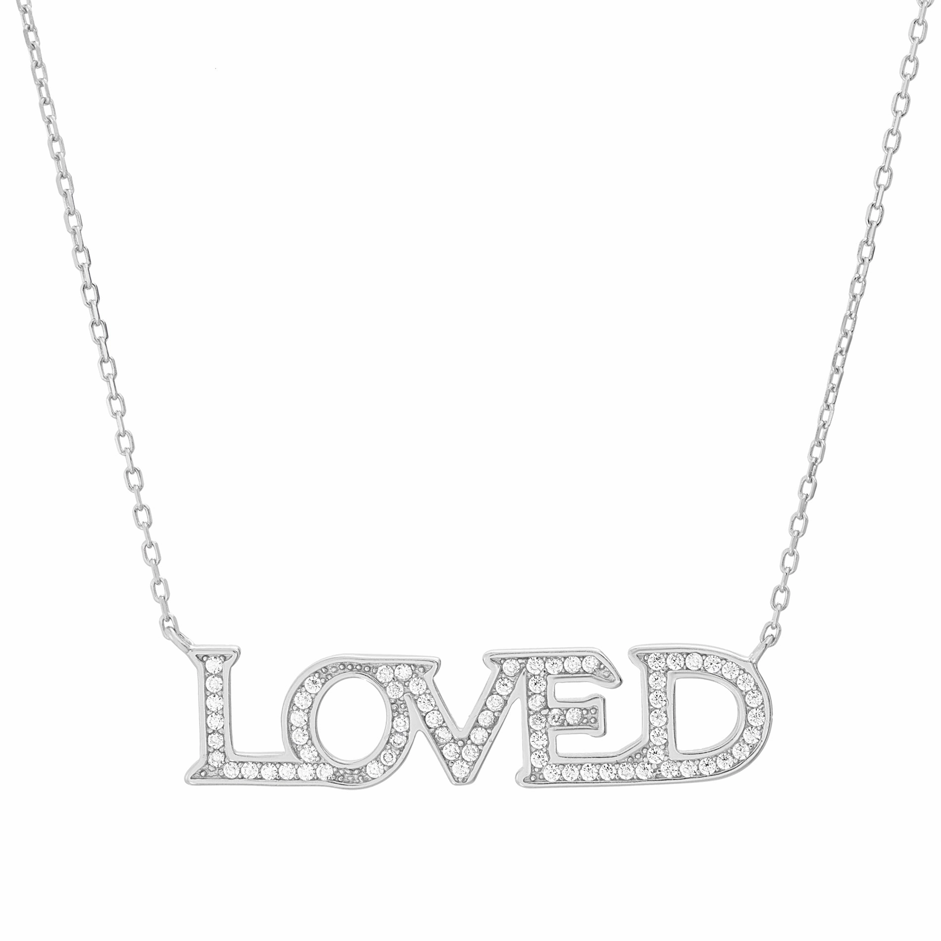 Lesa Michele Cubic Zirconia Loved Necklace in Plated Sterling Silver Pure Accent