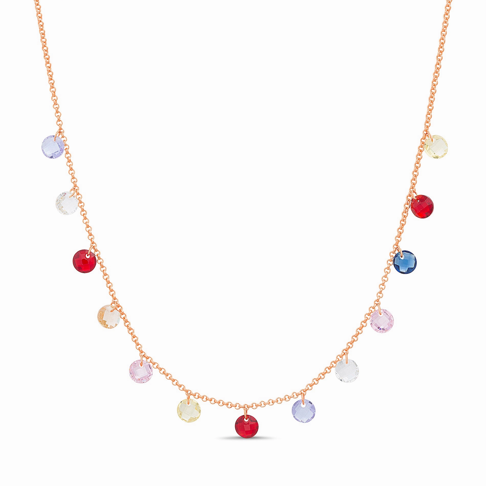 Daily Outfit Wedding Gift Lesa Michele Rainbow Glass Dangle Necklace in Rose Gold Plated Sterling Silver