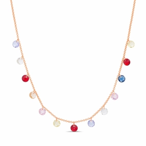 Daily Outfit Wedding Gift Lesa Michele Rainbow Glass Dangle Necklace in Rose Gold Plated Sterling Silver