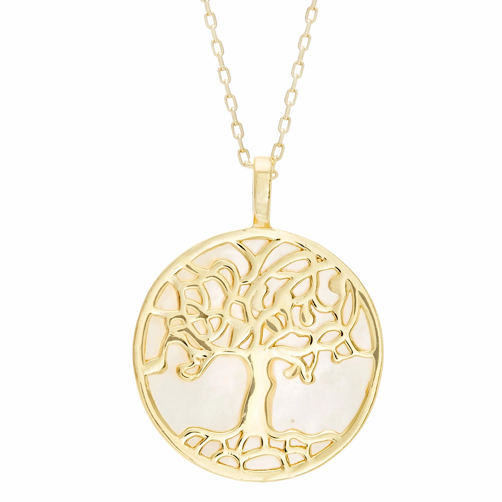 Graceful Spirit Classic Feature Lesa Michele Sterling Silver Tree of Life Necklace with Mother of Pearl