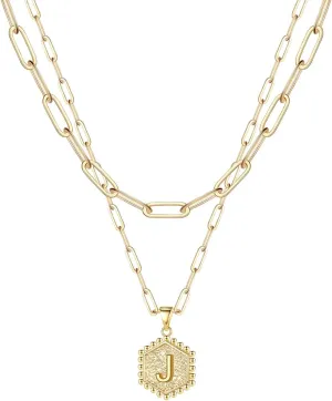 Letter Chain Necklace For Women Necklaces For Women A to Z 26 Alphabet Initial Gold Necklaces For Women Girls Womens