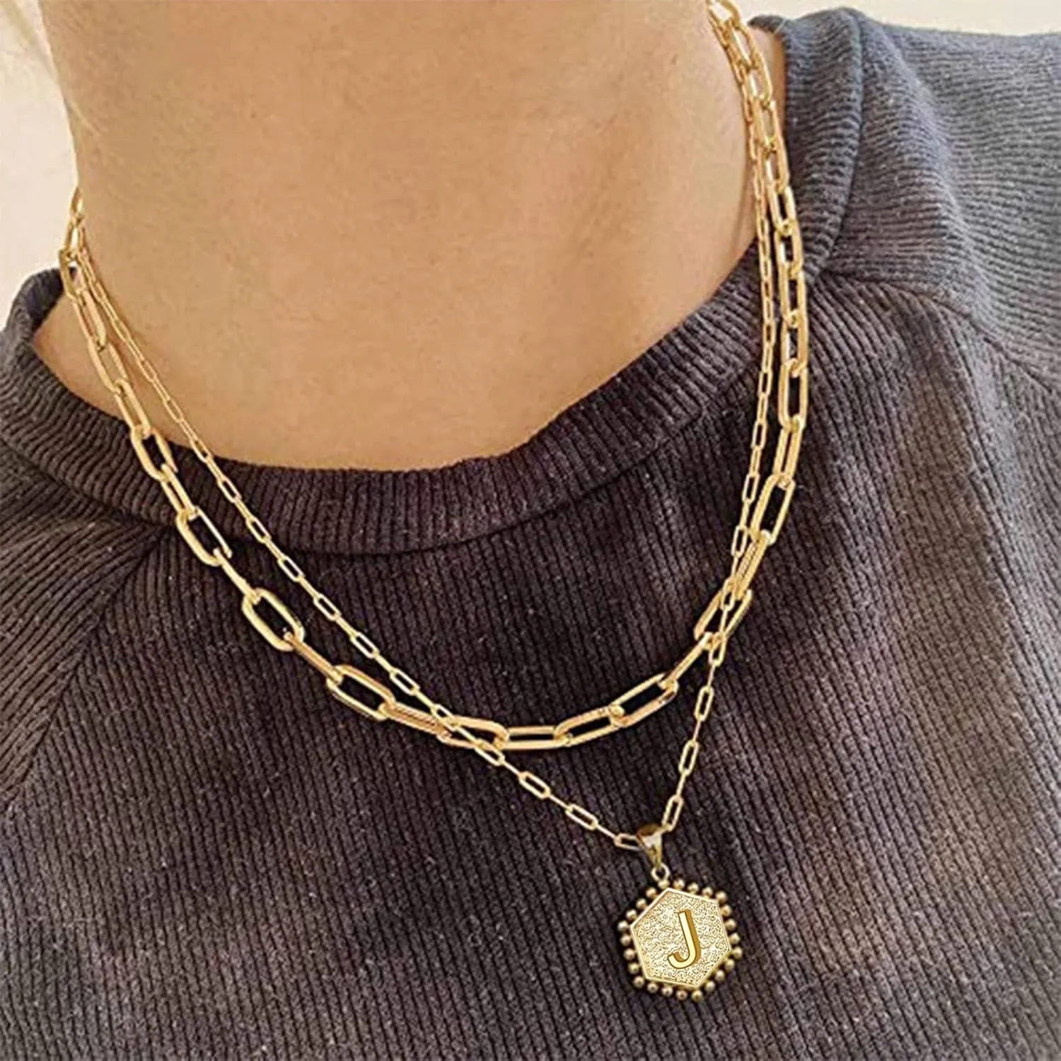 Letter Chain Necklace For Women Necklaces For Women A to Z 26 Alphabet Initial Gold Necklaces For Women Girls Womens