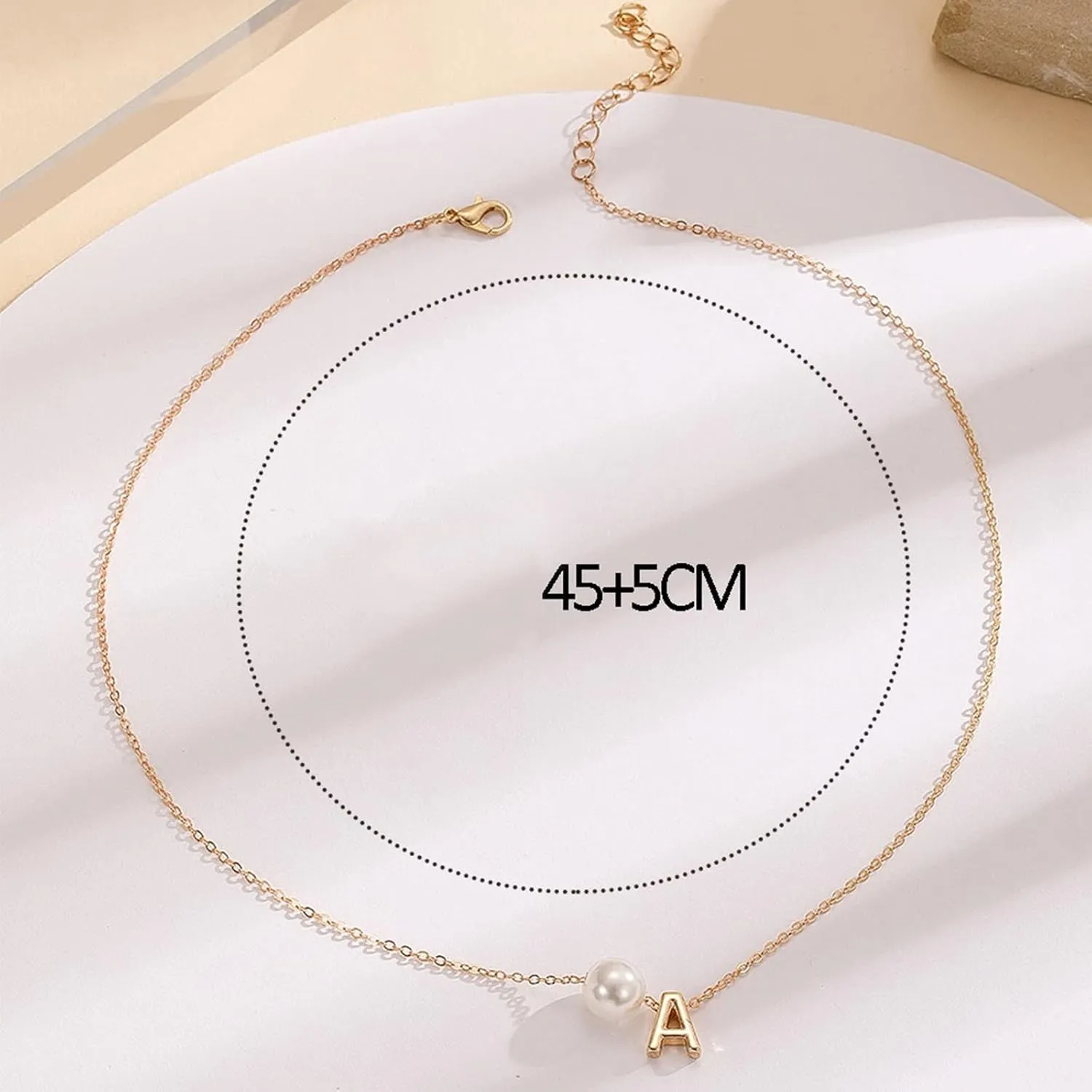 Letter Pearl Pendant Necklace A-Z Initial Pendant Necklace Minimalist Collarbone Chain for Women