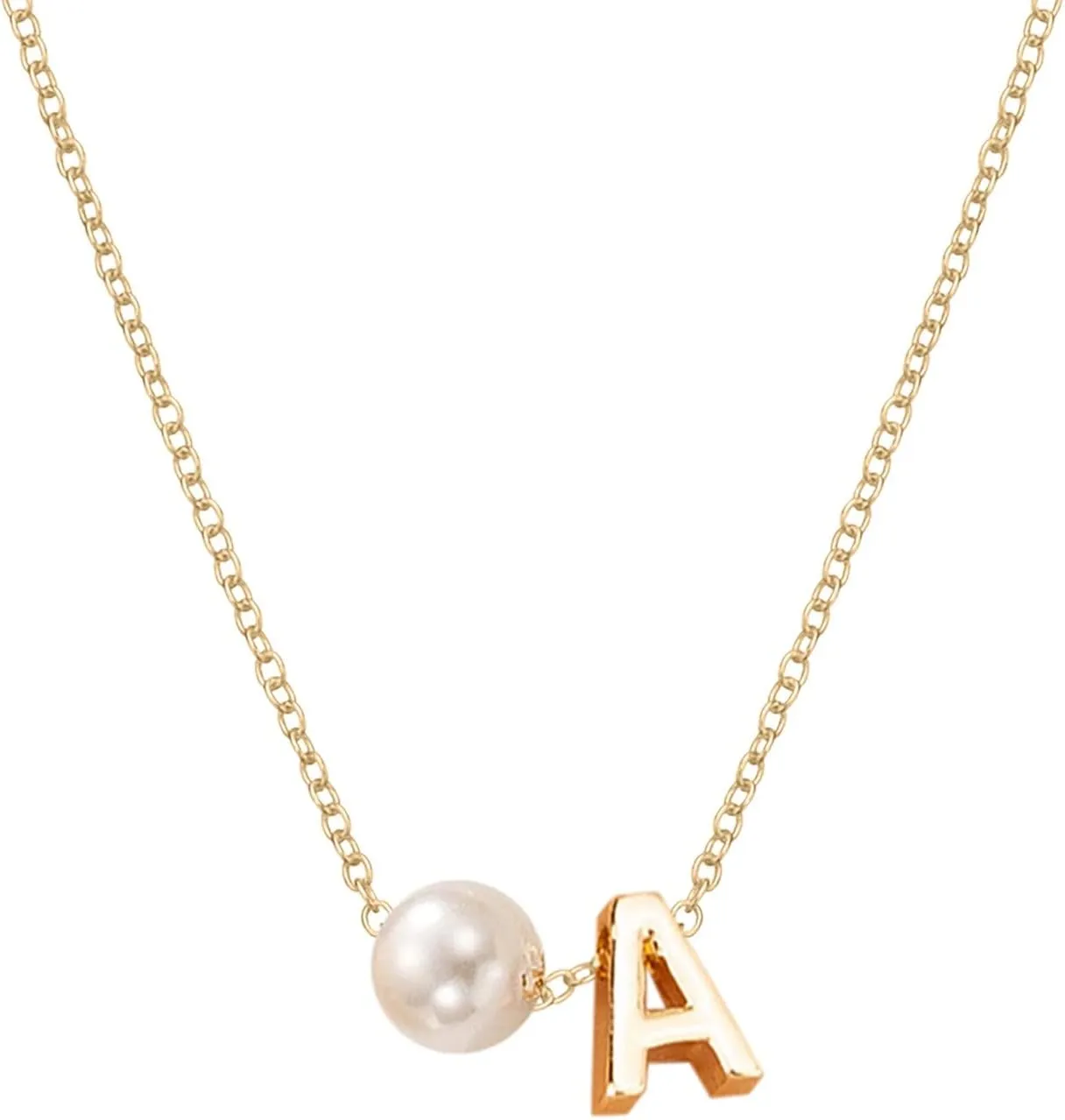 Letter Pearl Pendant Necklace A-Z Initial Pendant Necklace Minimalist Collarbone Chain for Women
