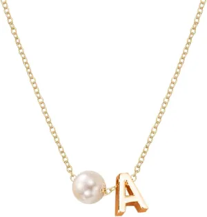 Letter Pearl Pendant Necklace A-Z Initial Pendant Necklace Minimalist Collarbone Chain for Women