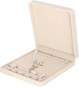 LETURE Velvet Jewelry Set Box, Velvet Gift Box for Bracelet Necklace Earring Ring (Apricot)
