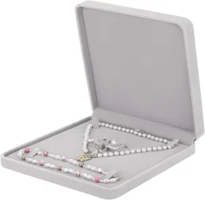 LETURE Velvet Jewelry Set Box, Velvet Gift Box for Bracelet Necklace Earring Ring (Grey)