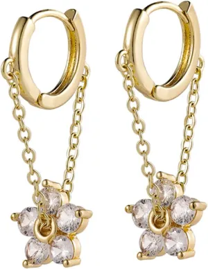 LIFKOME Fashionable Woman Earrings Zircon Flower Earbob Comfortable Dangle Earrings