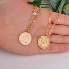 Winter Feature Fresh Accent 18K Gold Plated Zodiac Birth Coin