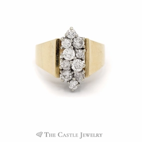 Exclusive Ornament 3/4cttw Round Diamond Cluster Ring in 14k Yellow Gold Tapered Setting