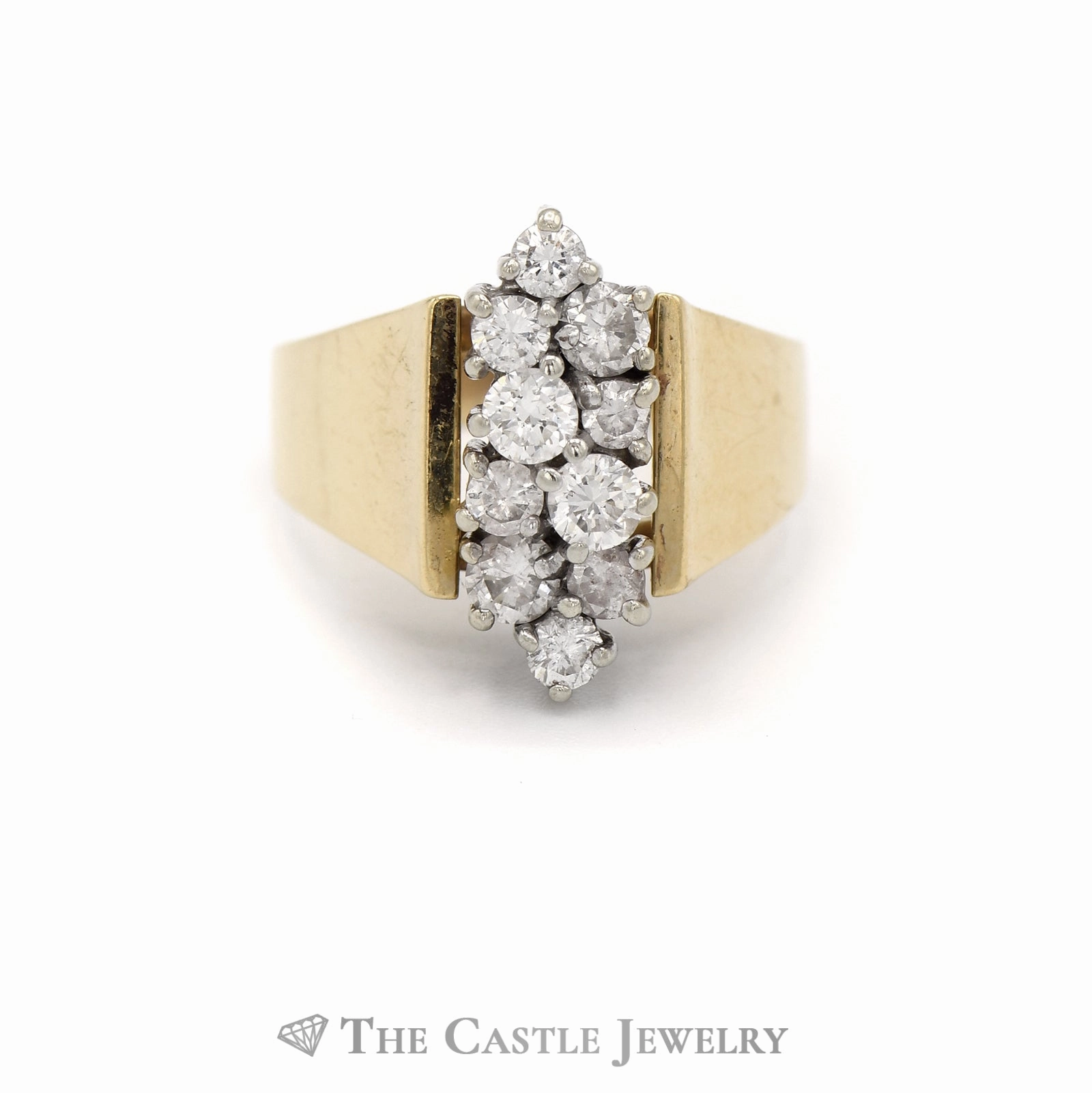 Exclusive Ornament 3/4cttw Round Diamond Cluster Ring in 14k Yellow Gold Tapered Setting