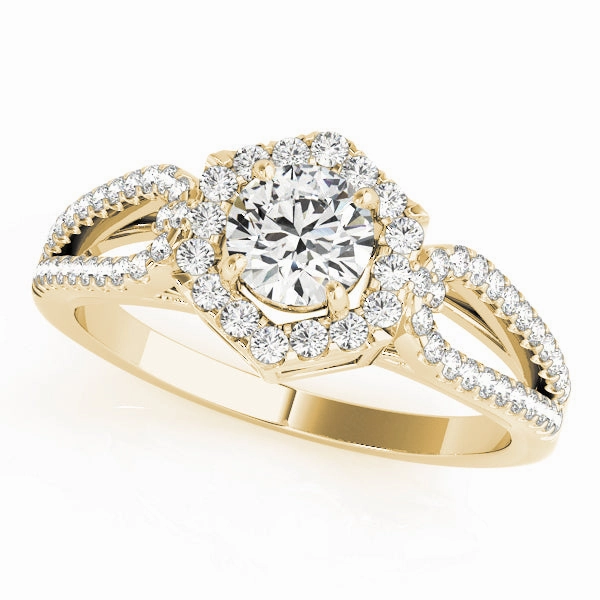 Modern Detail 1 CT Round Diamond Halo Engagement Ring