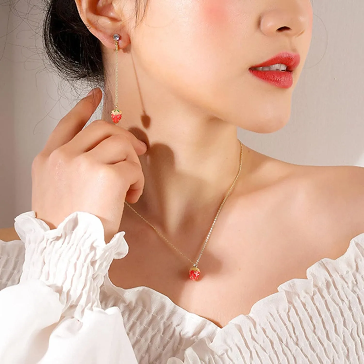 Little Girl Name Necklace Earrings Feminine Charm Simple And Fresh No Earhole Earclip Earnail Girl Heart Necklace