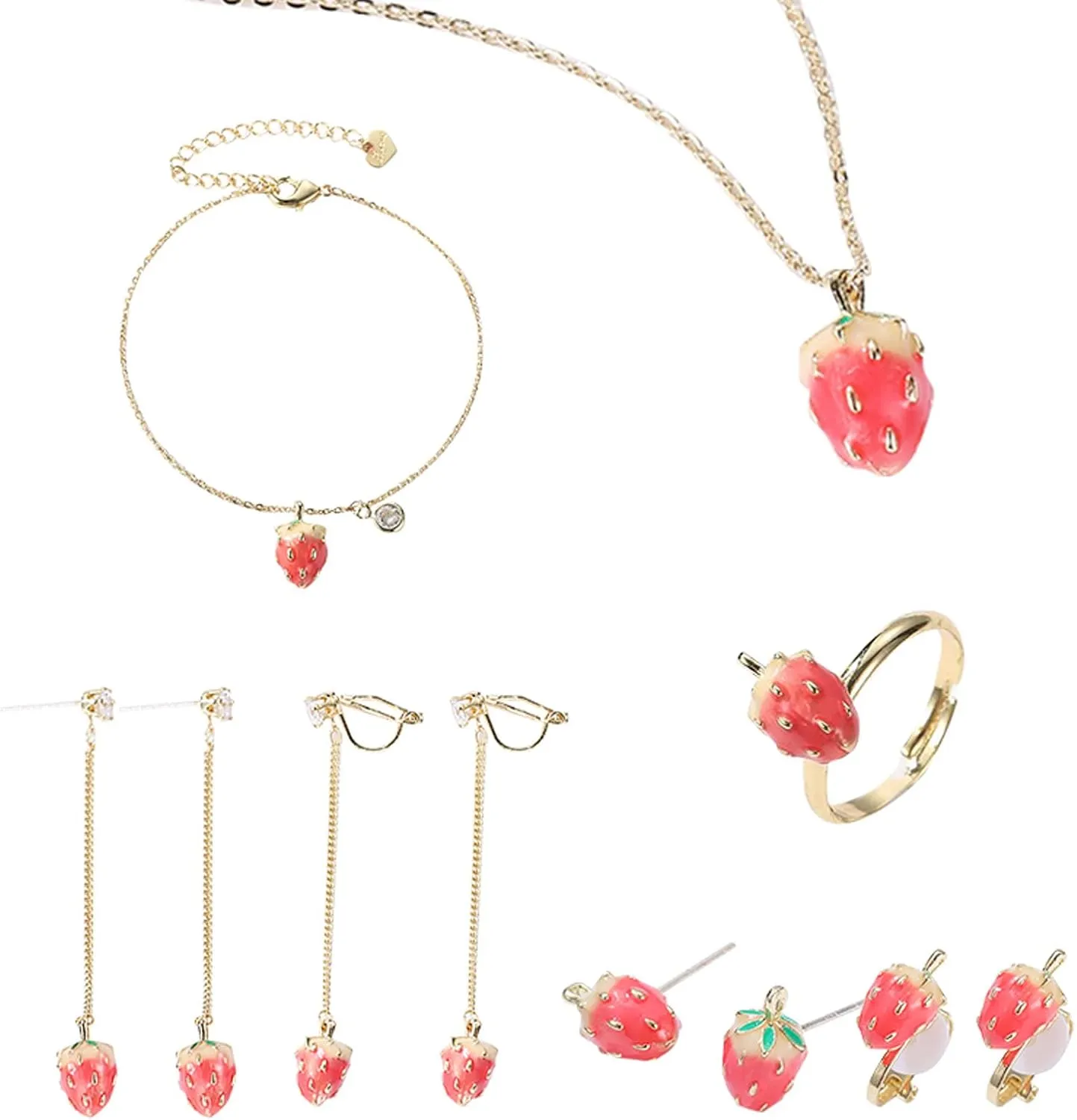 Little Girl Name Necklace Earrings Feminine Charm Simple And Fresh No Earhole Earclip Earnail Girl Heart Necklace