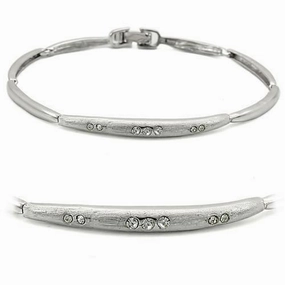 LO1156 - Rhodium Brushed Brass Bracelet with Top Grade Crystal  in Clear All-Inclusive Mixes Wristwear