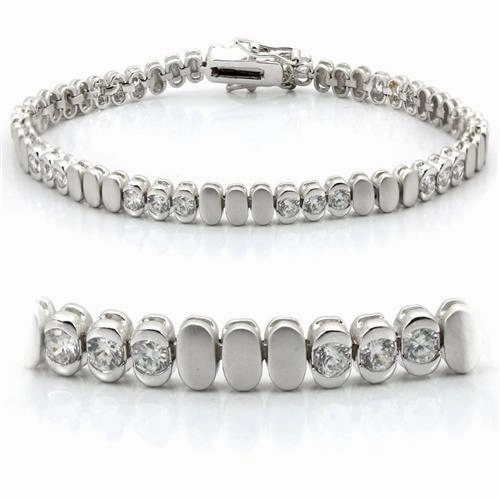 Generational Outlook LO1159 - Matte Rhodium & Rhodium Brass Bracelet with AAA Grade CZ  in Clear