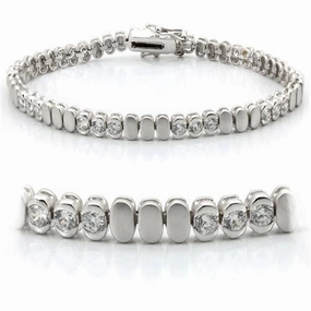 Generational Outlook LO1159 - Matte Rhodium & Rhodium Brass Bracelet with AAA Grade CZ  in Clear