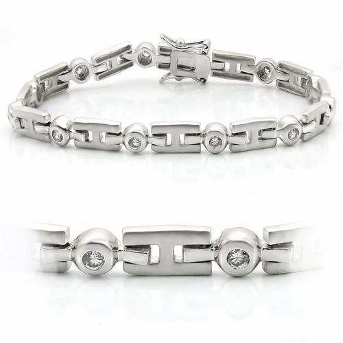 hassle-free Ordinary Accent LO1163 - Matte Rhodium & Rhodium Brass Bracelet with AAA Grade CZ  in Clear