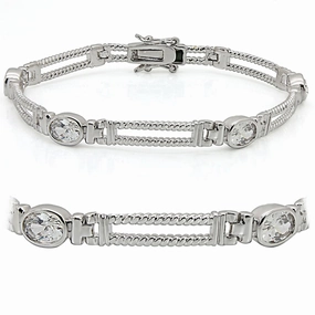 Best Combinations Carefully Selected LO1393 - Rhodium Brass Bracelet with AAA Grade CZ  in Clear