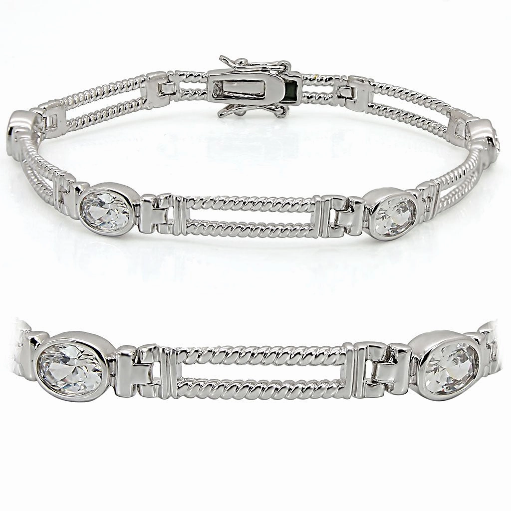 Best Combinations Carefully Selected LO1393 - Rhodium Brass Bracelet with AAA Grade CZ  in Clear