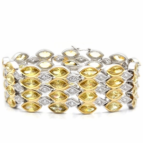 Happy Combinations LO1459 - Gold Rhodium Brass Bracelet with AAA Grade CZ  in Topaz